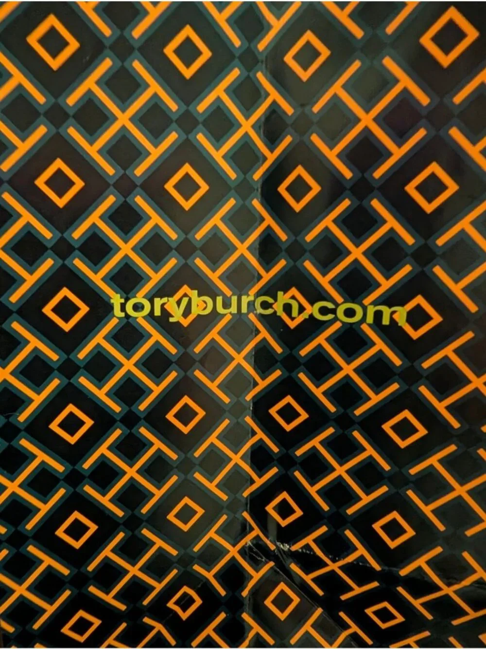 Tory Burch Reusable Paper Shopping Bag With Ribbon Handles - Stylish Geometric D
